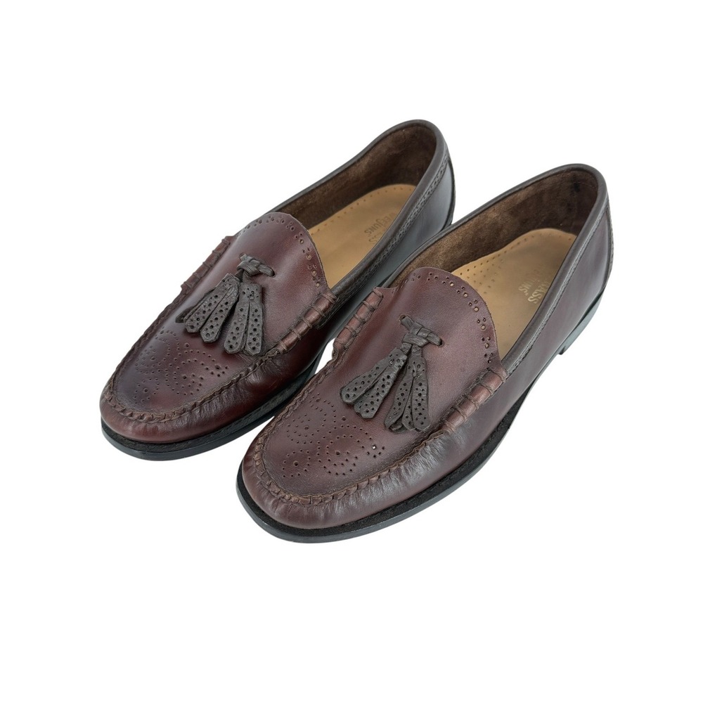 GH Bass Weejuns Larkin Tassel Brogue Mens 9.5D Burgundy Leather Loafers Slip on